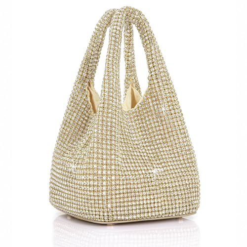 BABEYOND Pochette pour femme – Sacs de soirée scintillants avec strass pour fête, bal, mariage, doré, Taille unique