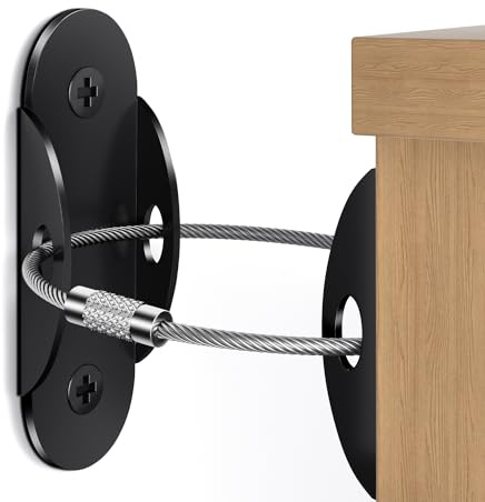 RORMGO Anti Tip Furniture Anchors (6 Packs) Furniture Anchors for Baby Proofing, Earthquake Straps for Furniture Dresser Wall Safety Anchor Furniture Safety Straps Wall Straps, Black
