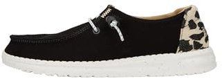 HEYDUDE Wendy Leopard Damen - Slip-on Flache Schuhe - Mokassin-Stil, Black/Leopard, 39
