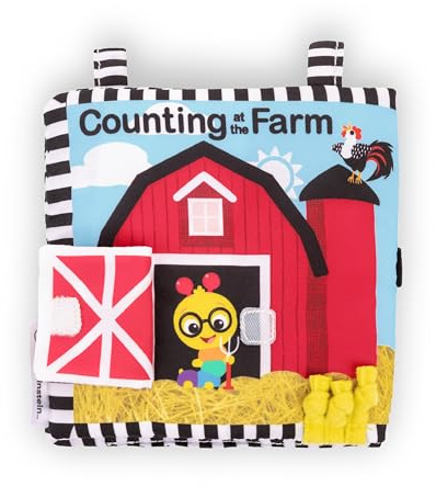 Baby Einstein Farm Explorers Counting at the Farm Soft Activity Book, Multisensory, for Tummy Time, Ages 0+ Months
