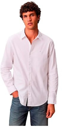 Calvin Klein Camisa Hombre Solid Oxford Classich Shirt Camisa informal, Blanco (Brilliant White), XL