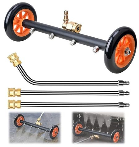 Buithafu Power Washer Nettoyeur de soubassement 2 en 1 - Balai à eau pour le lavage de voiture - Avec 3 barres d'extension 4000 PSI