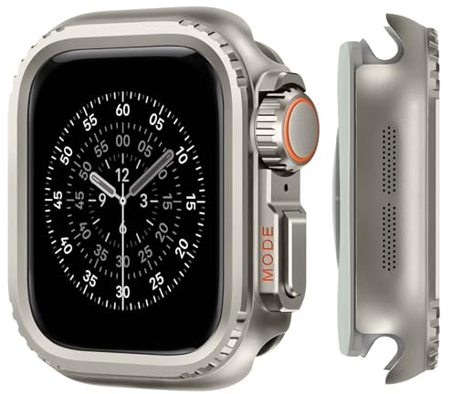 Suphart skyddsfodral kompatibelt med Apple Watch Series 11/10 46 mm fodral | Robust metallhölje med bakram för iWatch serie 11/10 46 mm, titan