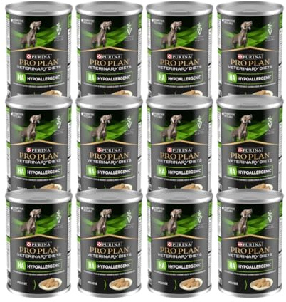 PURINA Pro Plan Veterinary Diets HA Hypoallergénique | 12 x 400 g | Aliment diététique Complet pour Chiots et Chiens Adultes | Peut contribuer à réduire Les intolérances Alimentaires