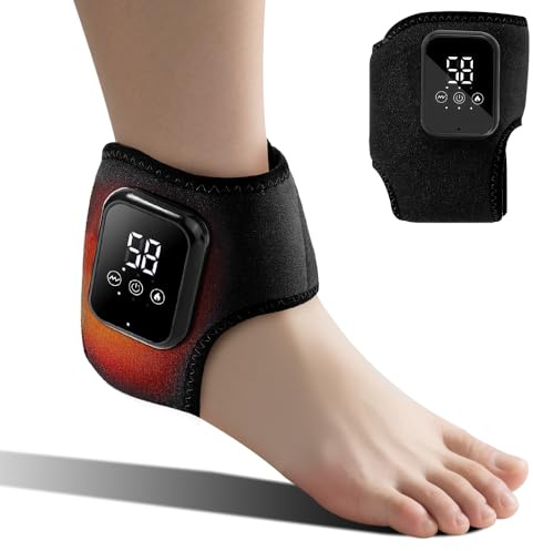 SGZIOO 3-in-1 Foot Massager, Foot Massagers for Pain and Circulation, with 3 Modes & 3 Heat Settings, Cordless Ankle Massager for Pain Relief, Rechargeable Massager with LCD Display (Black)