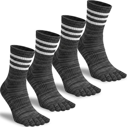 QUPOLPOL Chaussettes 5 Doigts Homme 4 Paires 39–45 – Chaussettes à Doigts Séparés en Coton Respirant, Antidérapantes, Anti-Ampoules et à Séchage Rapide pour Running, Sport, Fitness et Usage Quotidien