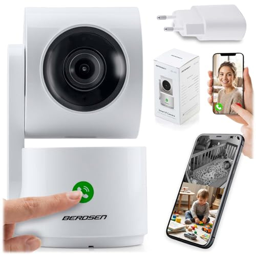 Berdsen Babyphone mit Kamera WLAN-IP-Kamera 3 MP Tuya für Zuhause - Ruftaste, 350°/135° Schwenkbereich, Nachtmodus, Bewegungserkennung, Zwei-Wege-Audio