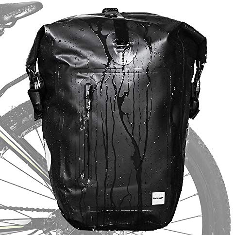 Rhinowalk Bike Pannier Bag Waterproof 23L Bicycle Cargo Rack Saddle Bag Laptop Backpack for Professional Cycling Accessories-Black