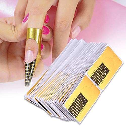 Nail Art Extension Guide Forms Sticker Nail Forms Self-adhesive Tips Sculpting Guide Stickers Salon Accessory for Acrylic UV Gel Nail Art (100 Pieces)