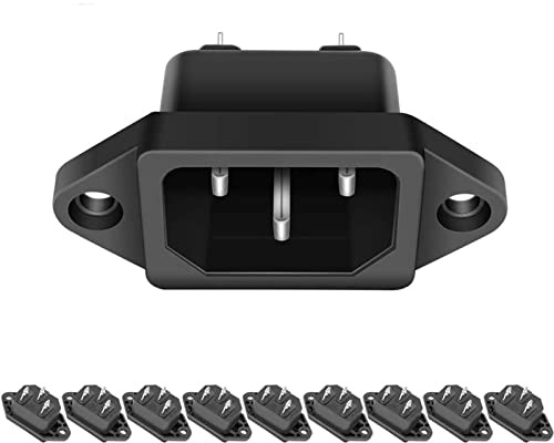 10 Pack AC 250V 10A IEC 320 C14 Panel Mount Plug Adapter Power Connector Socket Black Screw Mount 3 Pins Inlet Power Plug Socket by MXR