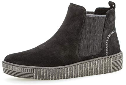 Gabor Femme Bottines, Dame Chelsea Boot, Bottes,Demi-Bottes,Bottes à la Cheville,Bootie,enfilez des Bottes,Plat,SCHW./Grey(anthr.),38 EU / 5 UK