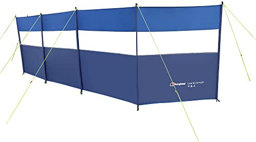 Berghaus Windstop with Clear Window Panels and Reflective Guylines, 5 Panel, 6 Metre, Waterproof, Structured Windbreak from the Air Tent Collection, Camping Equipment, 2000mm HH, Blue