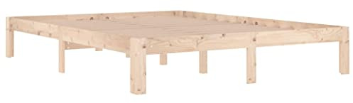 vidaXL Estructura de Cama Somier Dormitorio Base Habitación Muebles Mobiliario Hogar Cuarto Descanso Madera Maciza King Size 150x200 cm
