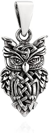 NKlaus Kettenanhänger keltische Eule 925 Silber 23x12mm Silberanhänger Glücksamulett 11130