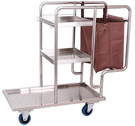 GagalU Carro De Servicio Comercial con Ruedas Silenciosas, Carro De Limpieza De Acero Inoxidable para Habitaciones De Hotel con Bolsa/Estilo-1/102 * 45 * 97 Cm, Estilo-2, 102 *