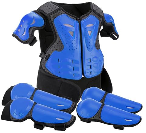 Bambini motociclette per motociclette shock -protettivo protettivo regionamento moto regolabile moto protezione armatura resistente all'impatto per skateboard per biciclette di sporcizia, set blu