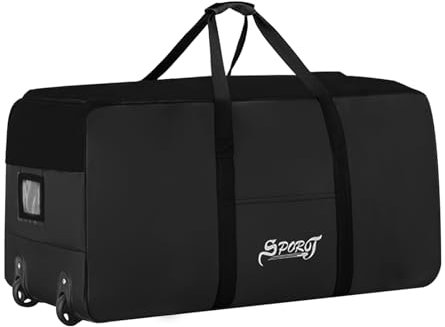 Große Reisetasche mit Rollen, 120L Wasserdicht Reisetaschen Tragetasche, Leichte Faltbare Handgepäck Tasche Sporttasche für Herren Damen, Duffel Taschen für Reisen Camping, 80x40x40cm, Schwarz (B)