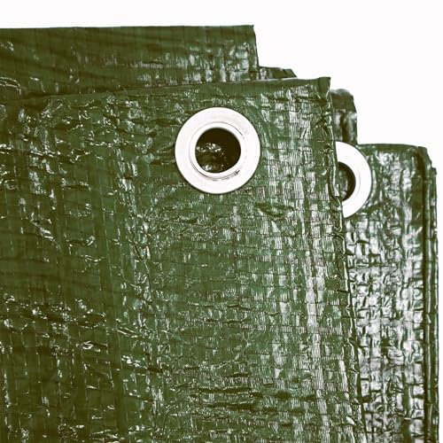 KOVA® Abdeckplane 2 x 3m GRÜN Wasserdicht + 1x Bildmagnet! Gewebeplane mit Ösen Gartenplane Tarnplane Plane für Outdoor & Garten Holz Gartenmöbel Camping & Survival Ausrüstung