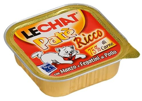 Paté rico de 100 g | Húmedo para gatos adultos y gatitos | Carne de res e hígados | Pollo y Pavo | Salmón y Camarones | 8 Cajas de aluminio de 100 g con regalo (8 x, carne de res e hígados)