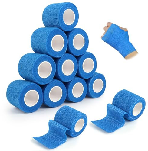 12 Roll Selbstklebender Verband,5cm x 4.5m Selbsthaftende Bandage für Erste Hilfe,Elastische Binde Bandage Fixierbinde Haftbandage Selbstklebend,Fixierbinde Cohesive für Füße,Knöchelverstauchungen
