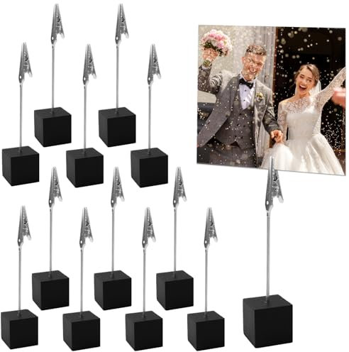 SenaiMy 20 Stück Fotohalter mit Klammern, Memo Clip Halter mit Krokodilklemme Holzsockel, Fotohalter mit Clips Oder Klammern, Cube Memo Halter für Büro, Hausdekoration, Party Memohalter