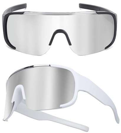 XIKAYA Lunettes de cyclisme pour homme et femme - Lunette velo - Accessoires velo - Lunettes de protection UV400 - Lunette vtt - Pour lunette de ski, Le VTT, Le route, Le golf, Le cyclisme(2 pièces)