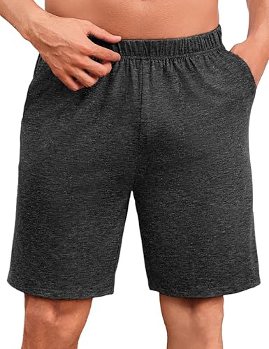 Uniexcosm Pantalones Pijama Corto para Hombre Algodón Verano Pantalones Shorts con Bolsillos Casual Ropa de Dormir Gris oscuro XL