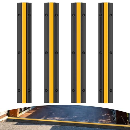 YRHome Lot de 4 passerelles de câbles en caoutchouc - 1 canal - 100 x 15 x 3 cm - Protège câble - Antidérapant - Extensible - Protection contre les débordements pour câbles - Charge maximale : 8