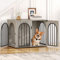 Hzuaneri Hundekäfig Möbel, 80cm Hundebox für Zuhause, 3 Türen, Bogentür, Moderne Hundebox Indoor für Hunde, Beistelltisch, Hundekäfig Hochbelastbar, 56 x 80 x 61 cm, Hell Elfenbein DFC85105B