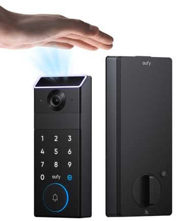 eufy FamiLock S3 Smart Lock With Palm Vein Recognition - Keyless Entry Door Lock for Front Door, 3-in-1 Wi-Fi Keypad Deadbolt+ 2K HDR Camera+ Doorbell, ANSI/BHMA Grade 1, Motion Sensor, No Monthly Fee