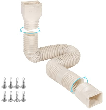 plusgutter Rain Gutter Downspout Extensions Flexible, Drain Downspout Extender,Down Spout Drain Extender, Gutter Connector Rainwater Drainage,Extendable from 21 to 68 Inches(1Pack, Limestone)
