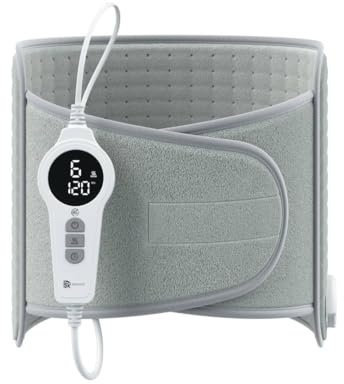 BR Bringer Infrarot Heizkissen mit Klettverschluss für Rücken, Bauch, Taille - Wärmekissen mit Abschaltautomatik, Überhitzungsschutz, 6 Heizstufen (25-60°C), LED Display, waschbar (Grau, 60 x 30 cm)