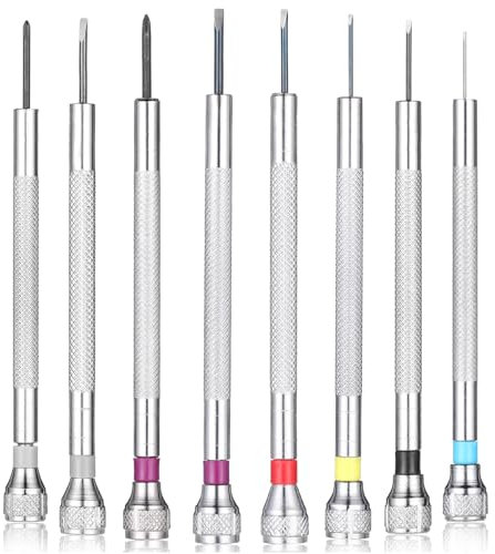 BOHUIZ8 Stück Uhrmacher schraubendreher Set, 0.6/0.8/1.0/1.2/1.4/1.6 mm Juwelier Schraubendreher brillen schraubenzieher Präzisionswerkzeug für Uhren und Brillen Reparatur