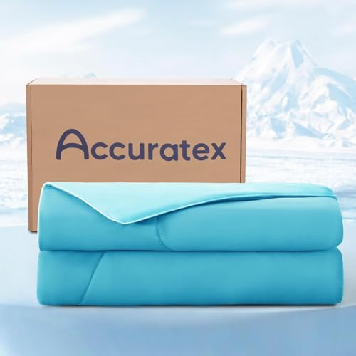 ACCURATEX kylfilt 140 × 200 cm, sommarfilt för varma sovare, blå | Arc-Chill kylfiber med Q-Max >0,45, andas och lätt, silkeslen mjuk filt för sommarnätter, perfekt för nattsvett