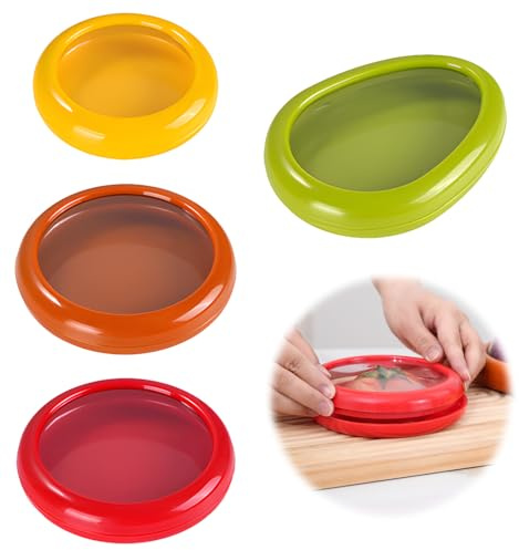 Kasoud Silicone Fruit Storage Box, 4PCS Fresh Pods for Vegetables, Silicone Fruit Storage Containers, Stretch Fresh Food Storage, Fresh Pods for Food, Unique Seal, Keep Fruit and Veg Fresh