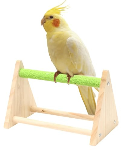 XUQEAYWD Papageienständer | Holz-Vogel-Spielplatz, dreieckige Sitzstange, Spielplatz für Sittiche, Kanarienvögel, Nymphensittiche, Finken, Trainingsspielzeug für drinnen und draußen, Käfigdekoration