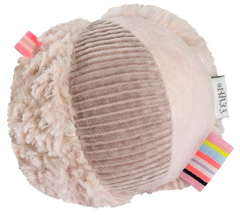 Fehn Balle Hochet Flamant Rose, Mélange de Matières, Jeu de Préhension à Lancer, Attraper et Faire Rouler, Favorise la Motricité, Pour Bébés et Tout-Petits dès 0 Mois