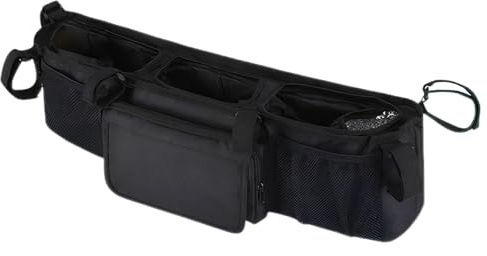 usefulbeauty Organizador De Caddy Para Cochecito Doble - Plegable Ligero Organización 3 Compartimentos - Organizador De Cochecito Compacto,Para El Uso Diario De Los Padres Del Bebé En Casa En