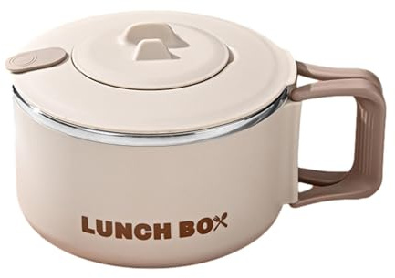 Bol à nouilles instantanées – Grande capacité de 1200 ml – Design élégant avec couvercle | Récipient à déjeuner pour étudiants, bureau, maison, stockage des aliments, passe au micro-ondes