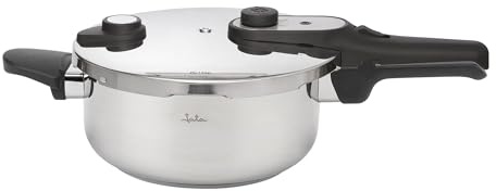 JATA HOGAR HOLL2224 Autocuiseur express 4 l en acier inoxydable, autocuiseur rapide avec fermeture rotative, 3 systèmes de sécurité, convient pour induction et tous types de cuisinières, Ø 22 cm