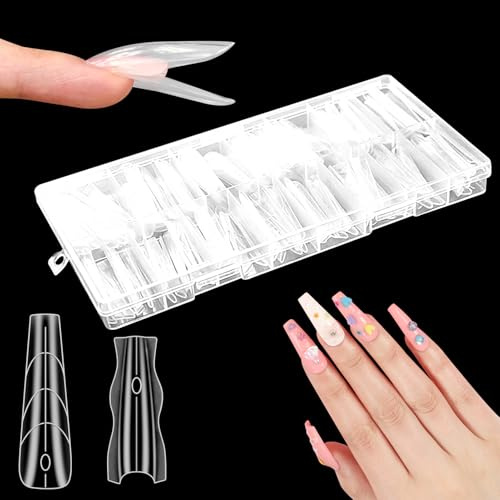 Set di 180 unghie a doppia punta, sandwich a doppia forma di chiodo, per principianti professionisti, manicure, salone fai da te