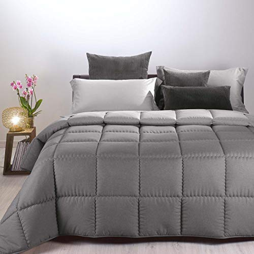 Caleffi Trapunta Modern Matrimoniale Microfibra Tinta Unita Grigio