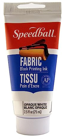 Speedball 75cc 2.5 oz Fabric Block Printing Ink White, Oil-Based Printing Ink, Bold Opaque Colour, Bag, Clothes Printing, No Heat Set, Creative Printing, Home, Art Studio, Ink For Starter Kit