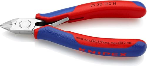 KNIPEX Elektronik-Seitenschneider mit eingesetzter Hartmetallschneide mit Mehrkomponenten-Hüllen 120 mm, 77 32 120 H
