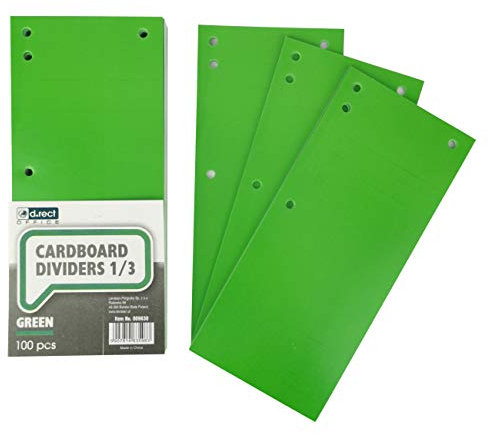 D.RECT 100er Pack Karton-Trennstreifen. 11x24cm Trennlaschen Trennblätter Ordner Register 160g/m² Grün, 009630