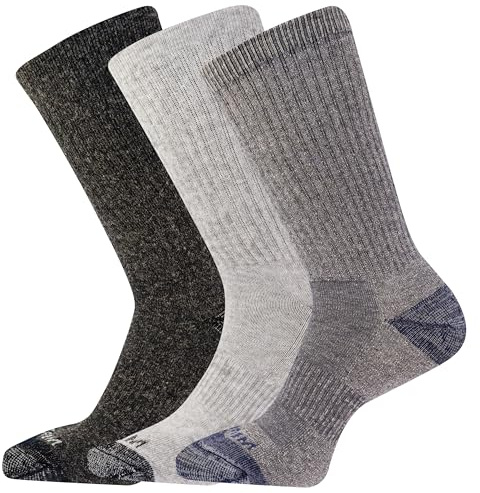 Merrell Unisex Adult Mens And Women's Wool Everyday Hiking - 3 Pair Pack Cushion Arch Support & Moisture Wicking Casual Sock, Charcoal Heather, Medium-Large US