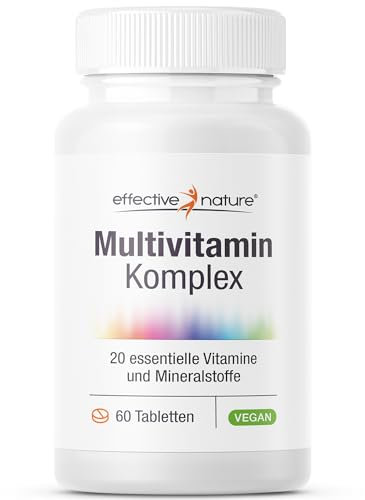 Multivitamin Tabletten hochdosiert - Mit 20 essentiellen Vitaminen und Mineralstoffen - 60 Multivitamin Tabletten für 1 Monat - Veganer Multivitamin Komplex