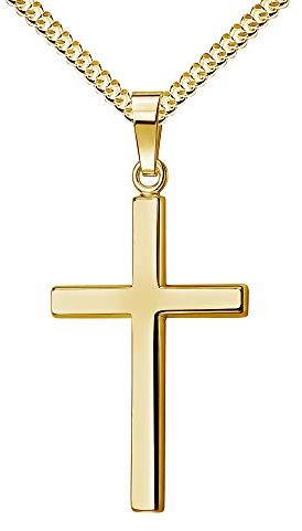 JEVELION Kreuz-Anhänger Gold 750-18 Karat / 18K Gold-Kreuz in Hochglanz poliert für Damen und Herren als Ketten-Anhänger + Schmuck-Etui und Zertifikat
