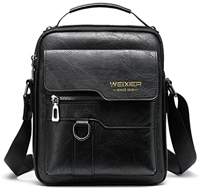 Naudamp Bolso de Hombro para Hombre, Moda Bolso de Mensajero de Cuero PU, Mochila de Ocio, Bolso de Viaje Deportivo al Aire Libre