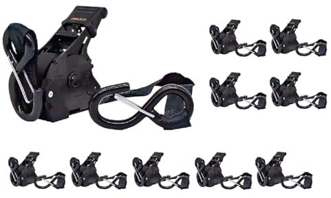 lasiprofi Automatikzurrgurt 25 mm | 3,65 m lang | Schwarz | 4er Set | Mit S-Haken und Sicherung | Zurrgurt für PkW und Transporter | Selbstaufwickelnd | Einteilig | Bis zu 340 kg